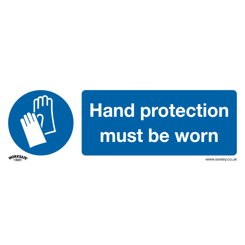 Sealey Mandatory Safety Sign - Hand Protection Must Be Worn - Rigid Plastic Model No- SS6P1