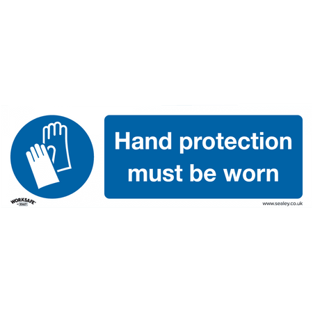 Sealey Mandatory Safety Sign - Hand Protection Must Be Worn - Rigid Plastic Model No- SS6P1