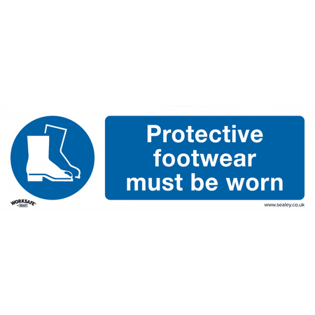 Sealey Mandatory Safety Sign - Protective Footwear Must Be Worn - Rigid Plastic Model No- SS7P1