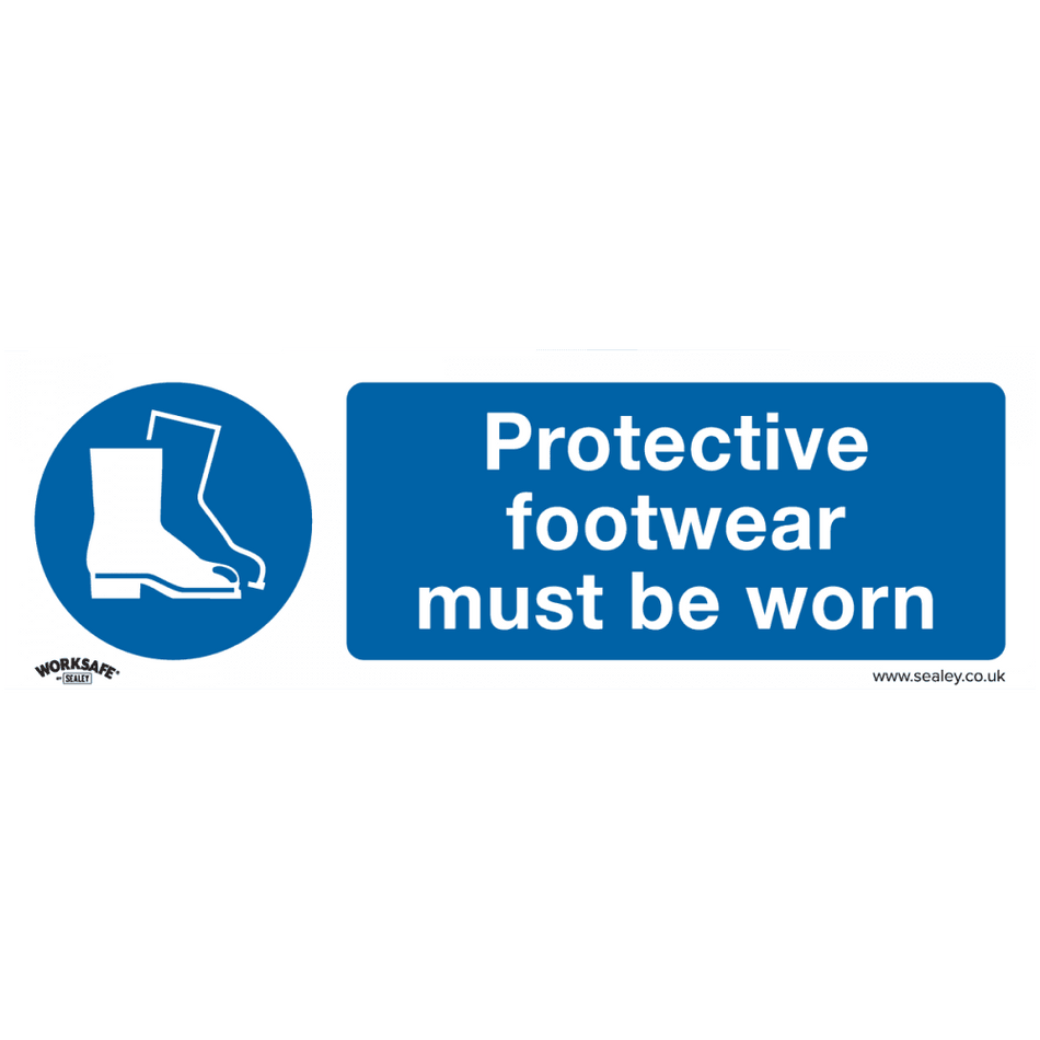 Sealey Mandatory Safety Sign - Protective Footwear Must Be Worn - Rigid Plastic Model No- SS7P1