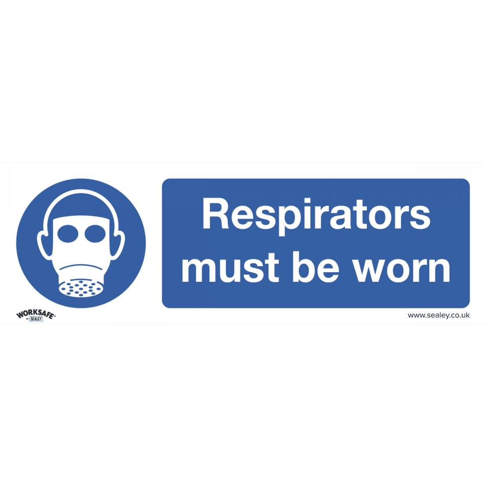 Sealey Mandatory Safety Sign - Respirators Must Be Worn - Rigid Plastic - Pack of 10 Model No- SS56P10
