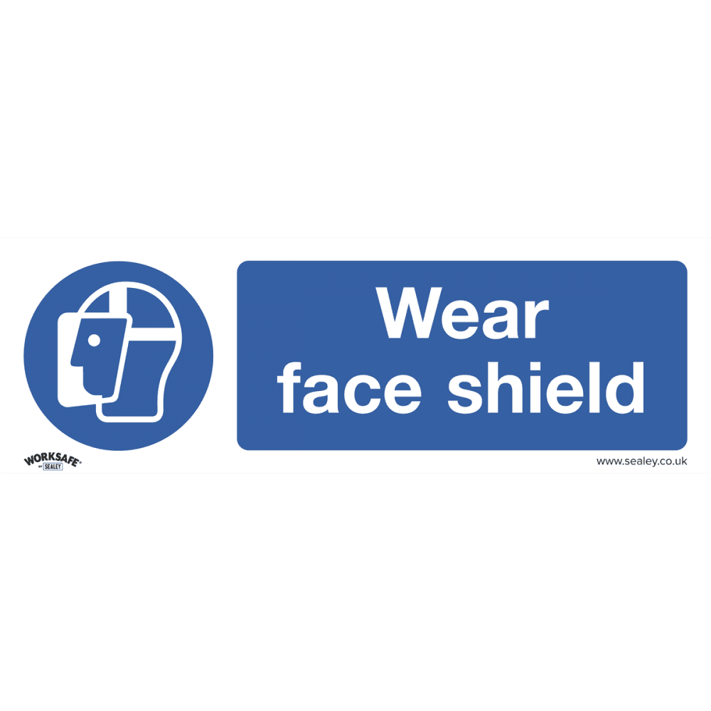 Sealey Mandatory Safety Sign - Wear Face Shield - Self-Adhesive Vinyl - Pack of 10 Model No- SS55V10