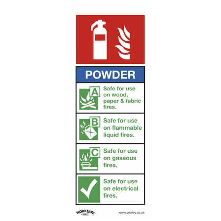 Sealey Safe Conditions Safety Sign - Powder Fire Extinguisher - Self-Adhesive Vinyl - Pack of 10 Model No- SS52V10