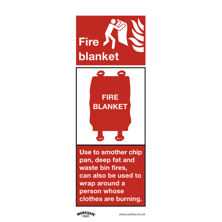 Sealey Safe Conditions Safety Sign - Fire Blanket - Self-Adhesive Vinyl - Pack of 10 Model No- SS53V10