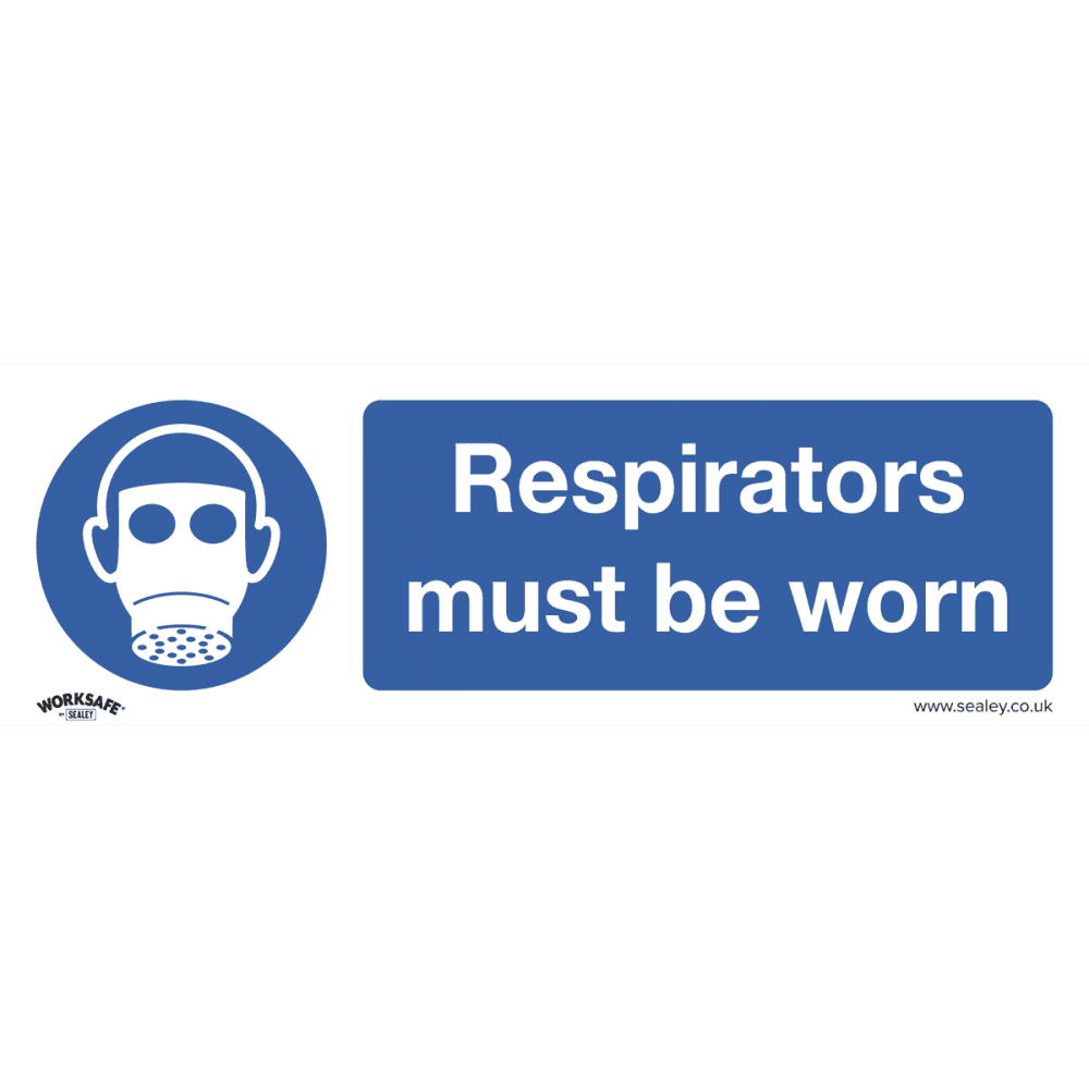 Sealey Mandatory Safety Sign - Respirators Must Be Worn - Self-Adhesive Vinyl Model No- SS56V1