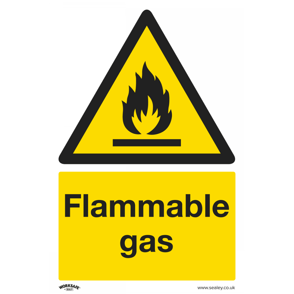 Sealey Warning Safety Sign - Flammable Gas - Self-Adhesive Vinyl Model No- SS59V1