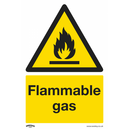 Sealey Warning Safety Sign - Flammable Gas - Rigid Plastic Model No- SS59P1