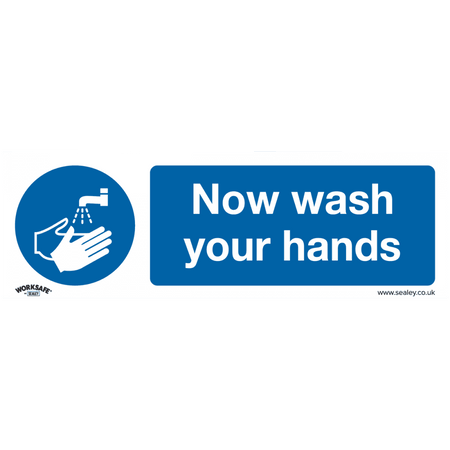 Sealey Mandatory Safety Sign - Now Wash Your Hands - Self-Adhesive Vinyl Model No- SS5V1