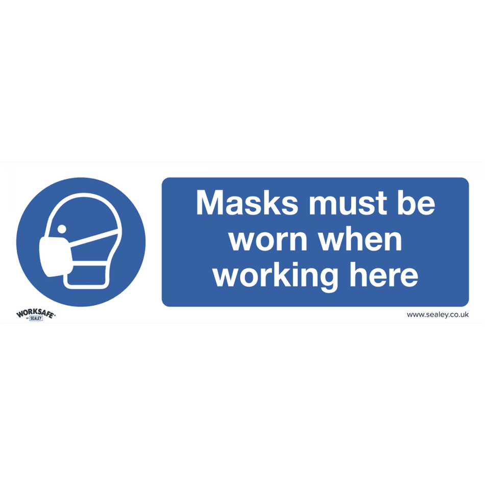 Sealey Mandatory Safety Sign - Masks Must Be Worn - Self-Adhesive Vinyl Model No- SS57V1