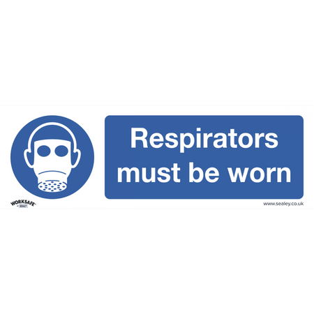 Sealey Mandatory Safety Sign - Respirators Must Be Worn - Self-Adhesive Vinyl - Pack of 10 Model No- SS56V10