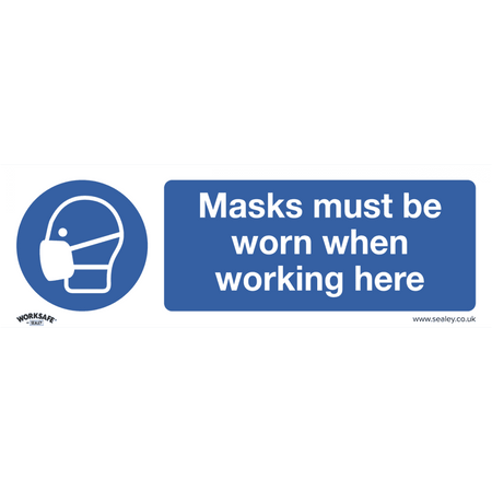 Sealey Mandatory Safety Sign - Masks Must Be Worn - Rigid Plastic Model No- SS57P1