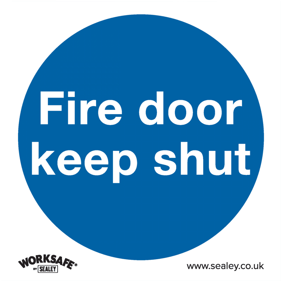 Sealey Mandatory Safety Sign - Fire Door Keep Shut - Rigid Plastic Model No- SS1P1