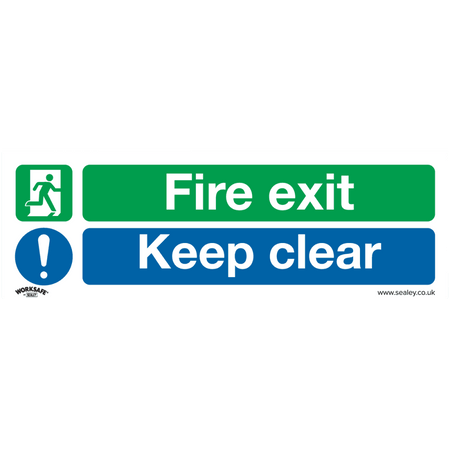 Sealey Safe Conditions Safety Sign - Fire Exit Keep Clear - Self-Adhesive Vinyl Model No- SS18V1
