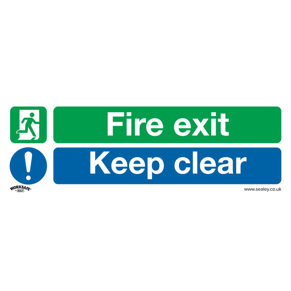 Sealey Safe Conditions Safety Sign - Fire Exit Keep Clear - Self-Adhesive Vinyl Model No- SS18V1
