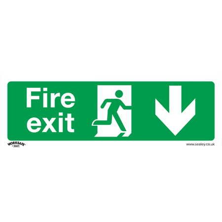 Sealey Safe Conditions Safety Sign - Fire Exit (Down) - Rigid Plastic Model No- SS22P1