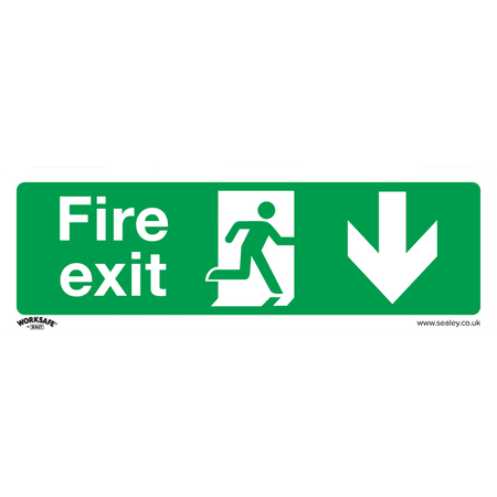 Sealey Safe Conditions Safety Sign - Fire Exit (Down) - Self-Adhesive Vinyl - Pack of 10 Model No- SS22V10