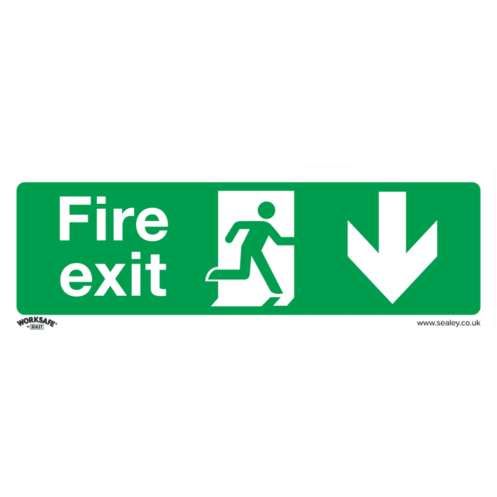 Sealey Safe Conditions Safety Sign - Fire Exit (Down) - Self-Adhesive Vinyl Model No- SS22V1
