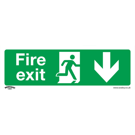 Sealey Safe Conditions Safety Sign - Fire Exit (Down) - Self-Adhesive Vinyl Model No- SS22V1