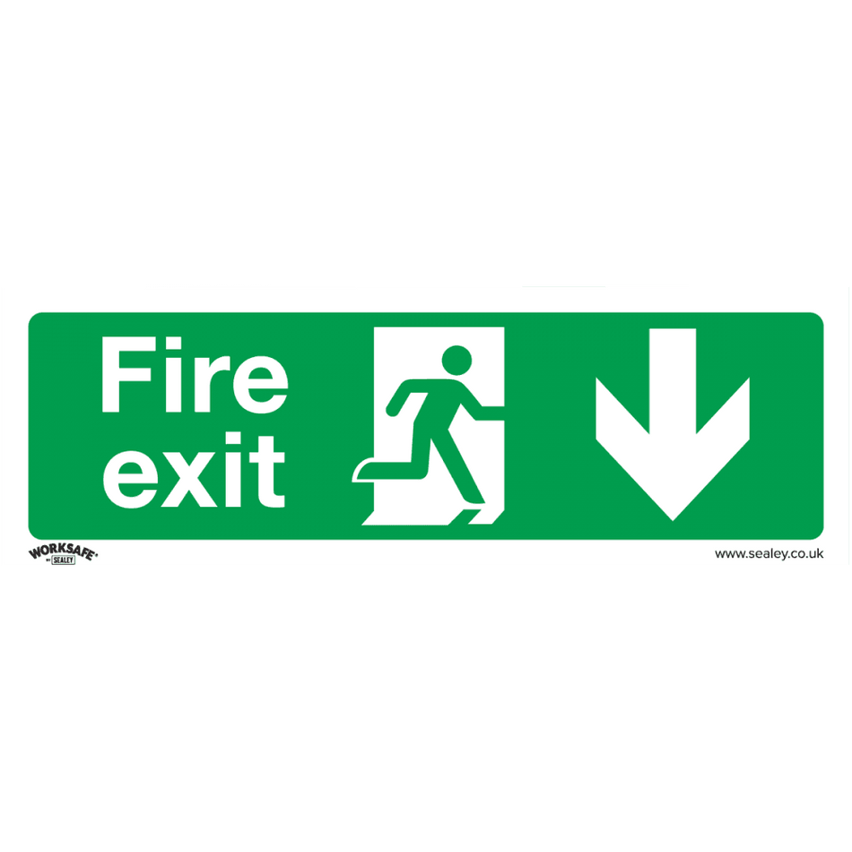 Sealey Safe Conditions Safety Sign - Fire Exit (Down) - Self-Adhesive Vinyl Model No- SS22V1