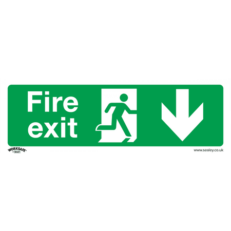 Sealey Safe Conditions Safety Sign - Fire Exit (Down) - Rigid Plastic - Pack of 10 Model No- SS22P10