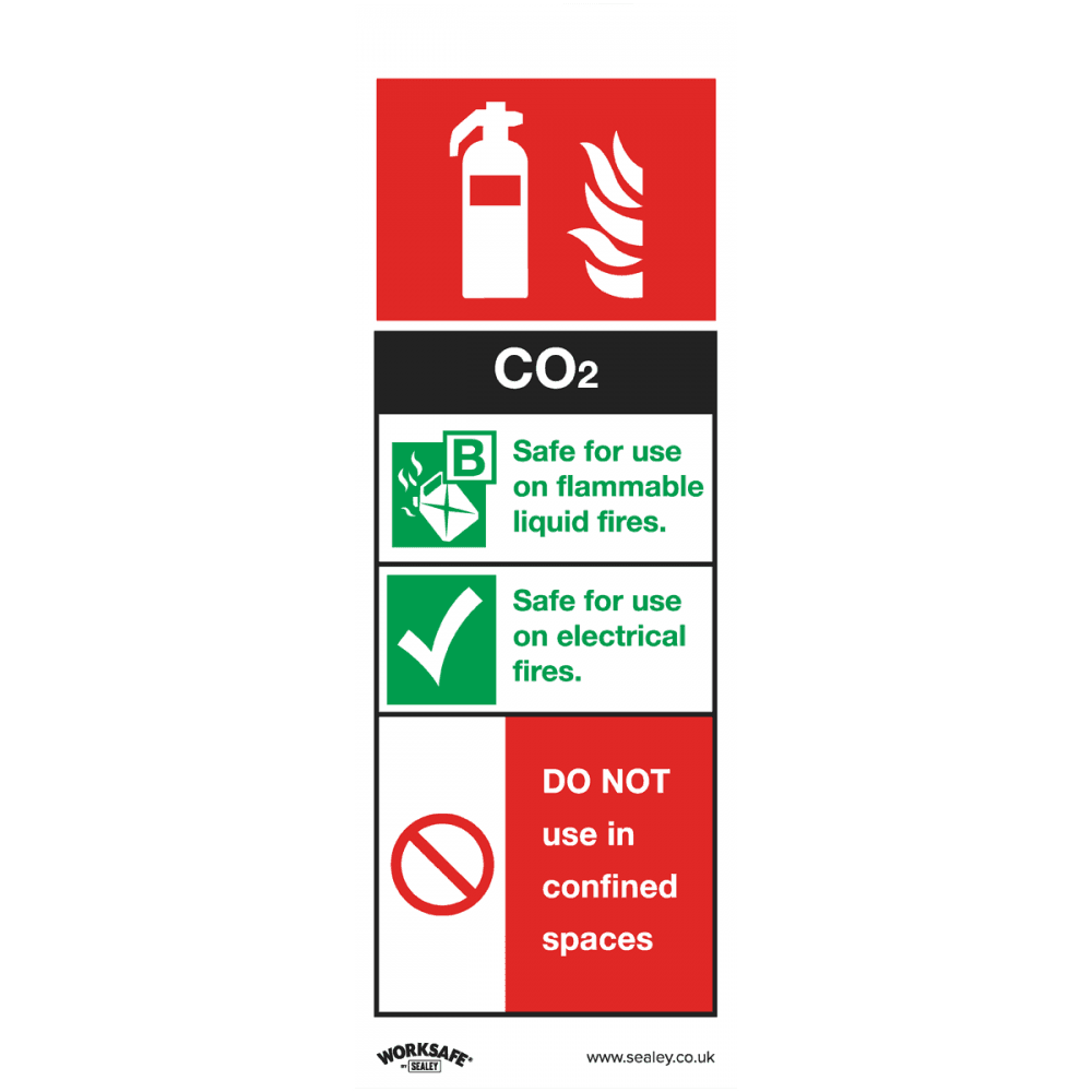 Sealey Safe Conditions Safety Sign - CO2 Fire Extinguisher - Rigid Plastic Model No- SS21P1