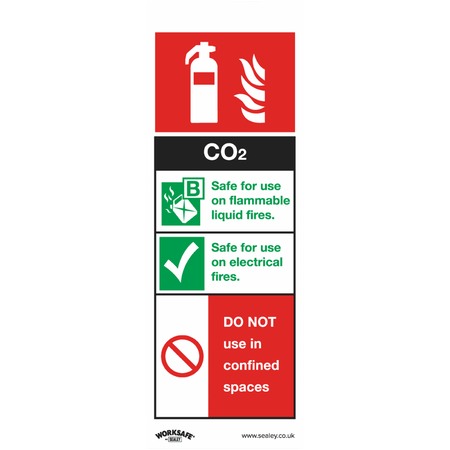 Sealey Safe Conditions Safety Sign - CO2 Fire Extinguisher - Rigid Plastic Model No- SS21P1