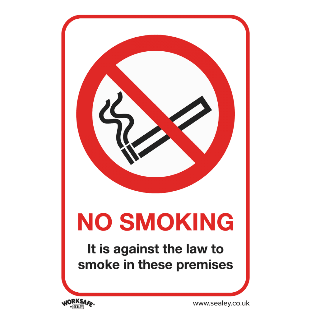 Sealey Prohibition Safety Sign - No Smoking (On Premises) - Rigid Plastic Model No- SS12P1