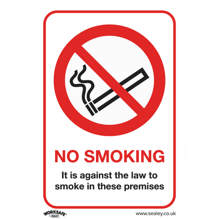 Sealey Prohibition Safety Sign - No Smoking (On Premises) - Rigid Plastic Model No- SS12P1