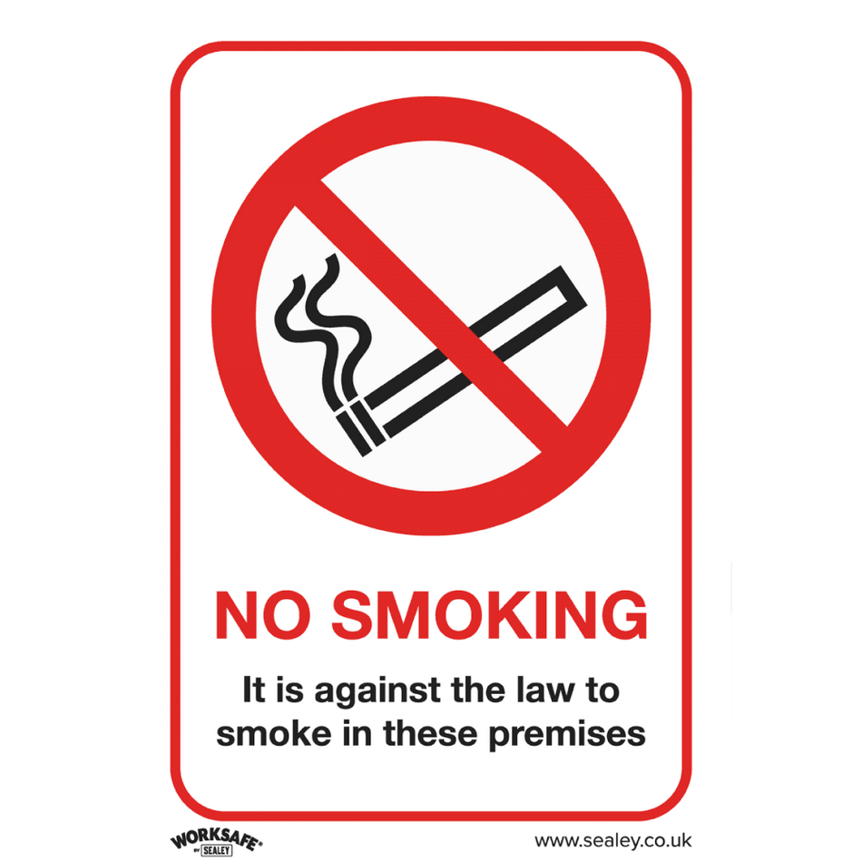 Sealey Prohibition Safety Sign - No Smoking (On Premises) - Rigid Plastic Model No- SS12P1