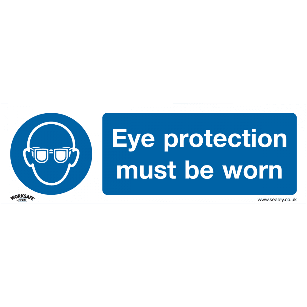 Sealey Mandatory Safety Sign - Eye Protection Must Be Worn - Self-Adhesive Vinyl - Pack of 10 Model No- SS11V10
