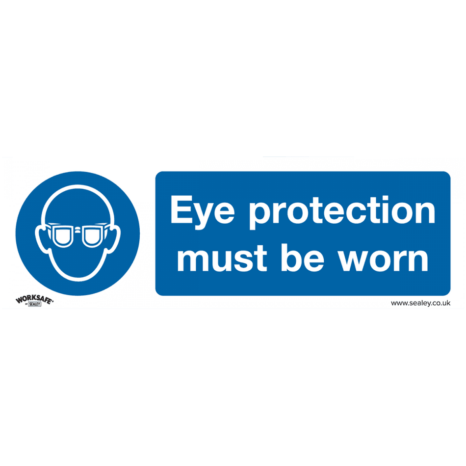 Sealey Mandatory Safety Sign - Eye Protection Must Be Worn - Self-Adhesive Vinyl - Pack of 10 Model No- SS11V10