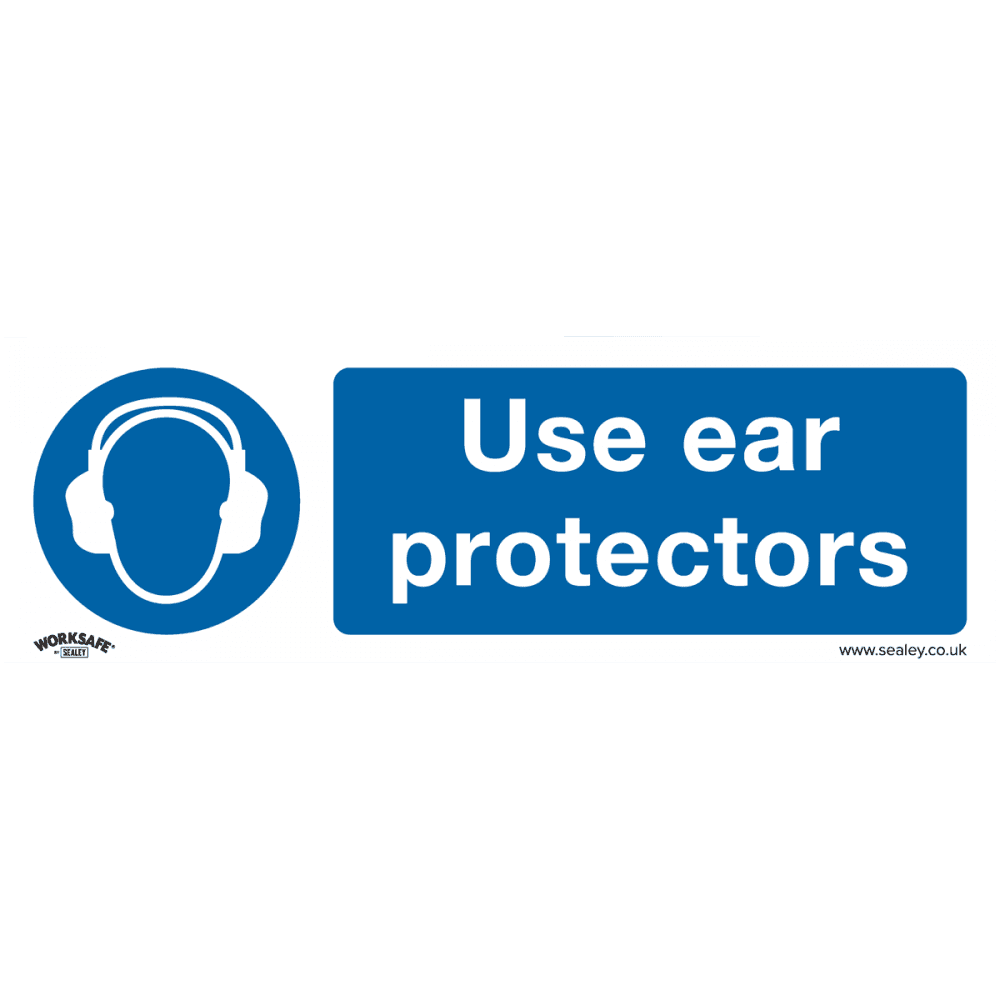 Sealey Mandatory Safety Sign - Use Ear Protectors - Rigid Plastic - Pack of 10 Model No- SS10P10