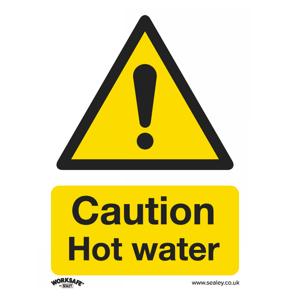 Sealey Warning Safety Sign - Caution Hot Water - Rigid Plastic Model No- SS38P1