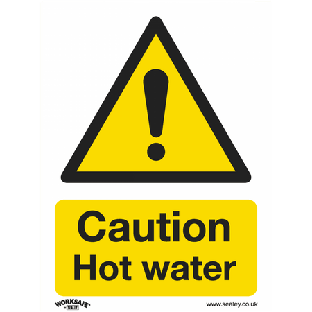 Sealey Warning Safety Sign - Caution Hot Water - Rigid Plastic Model No- SS38P1