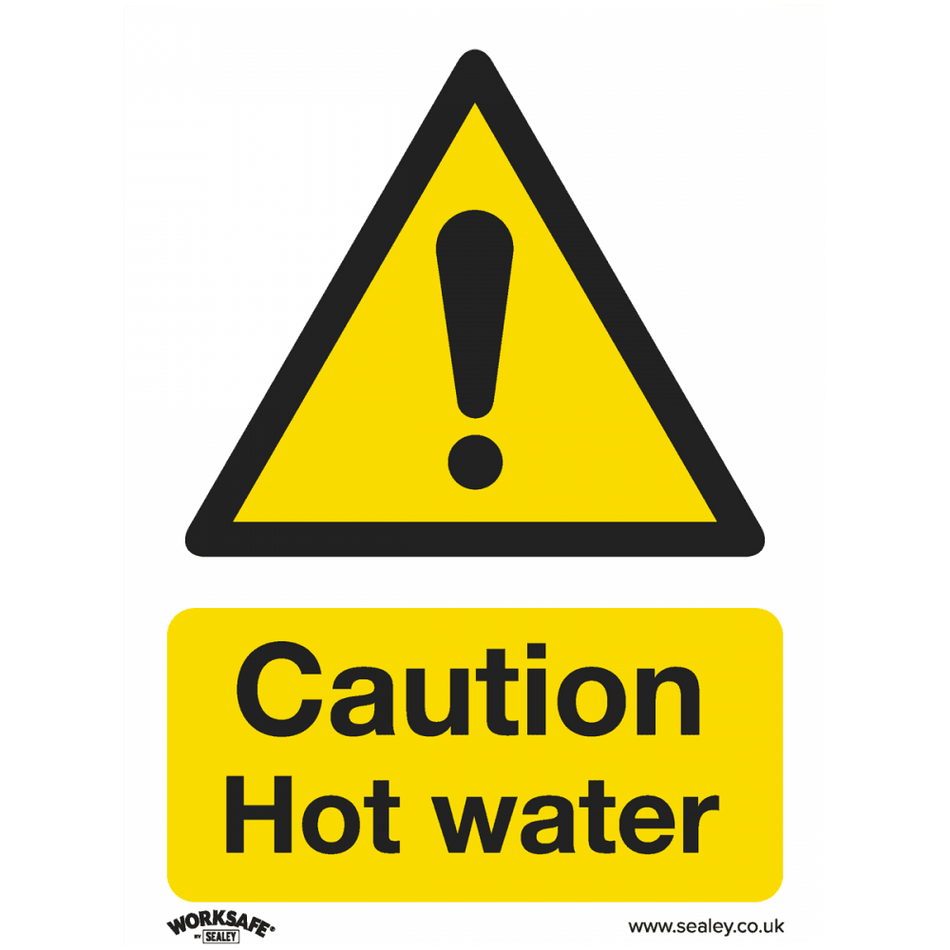 Sealey Warning Safety Sign - Caution Hot Water - Rigid Plastic Model No- SS38P1