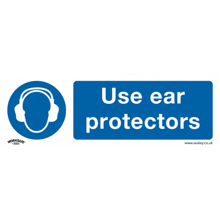 Sealey Mandatory Safety Sign - Use Ear Protectors - Self-Adhesive Vinyl Model No- SS10V1