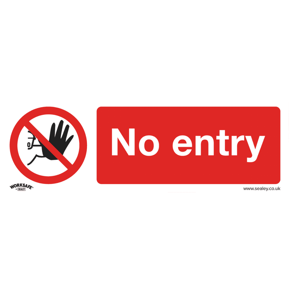 Sealey Prohibition Safety Sign - No Entry - Rigid Plastic Model No- SS14P1