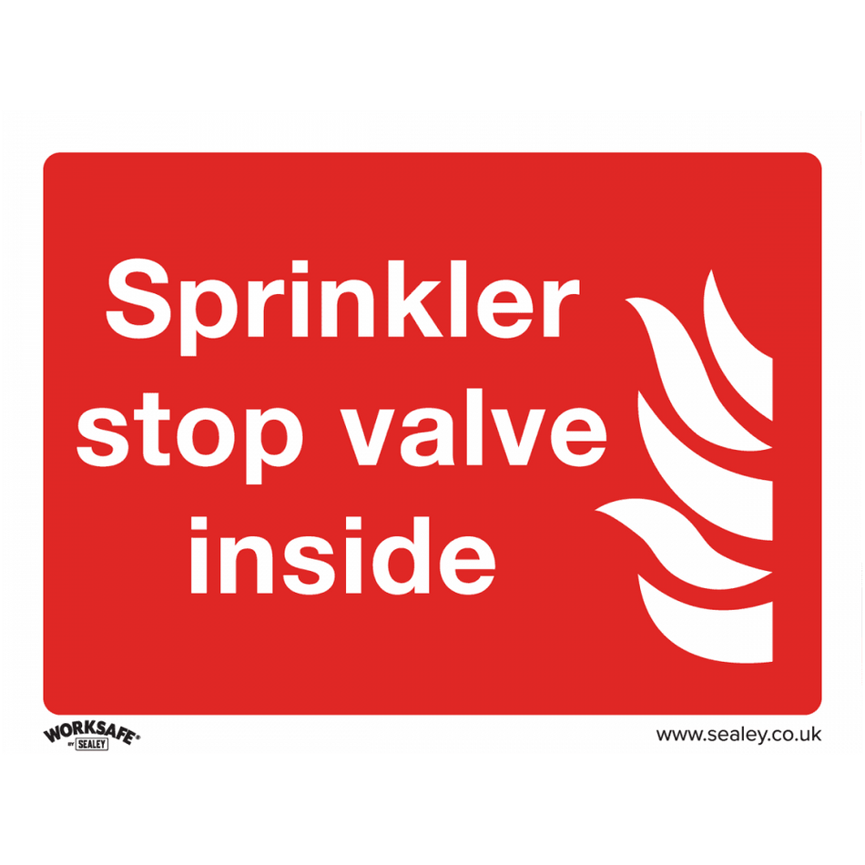 Sealey Safe Conditions Safety Sign - Sprinkler Stop Valve - Rigid Plastic Model No- SS23P1