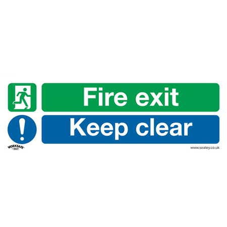 Sealey Safe Conditions Safety Sign - Fire Exit Keep Clear (Large) - Self-Adhesive Vinyl Model No- SS32V1