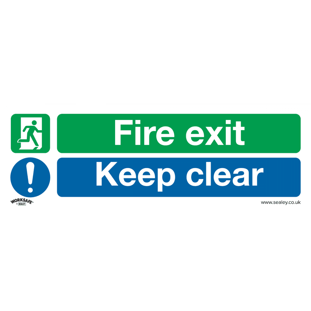 Sealey Safe Conditions Safety Sign - Fire Exit Keep Clear (Large) - Rigid Plastic - Pack of 10 Model No- SS32P10