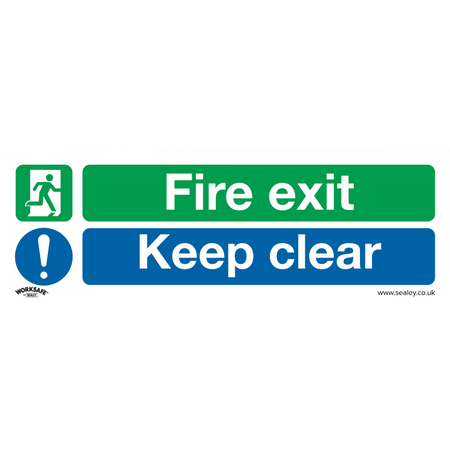 Sealey Safe Conditions Safety Sign - Fire Exit Keep Clear (Large) - Rigid Plastic - Pack of 10 Model No- SS32P10