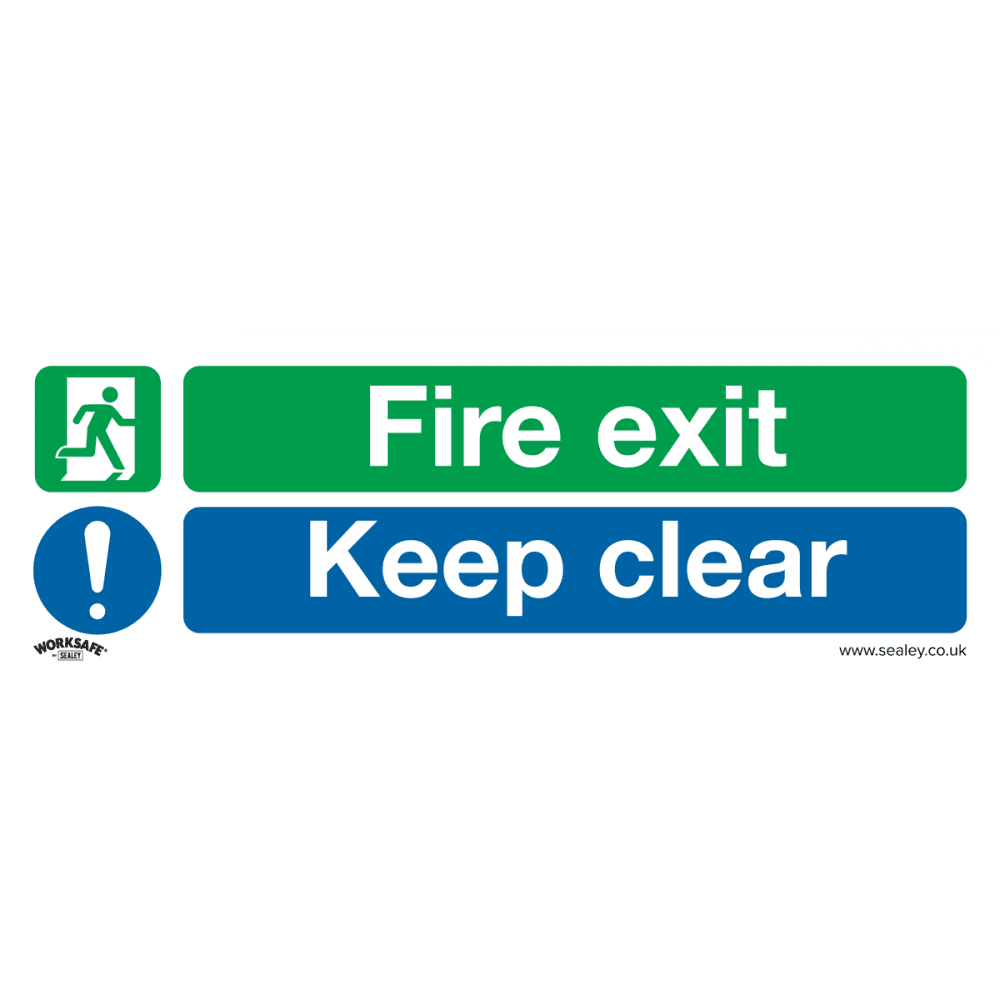 Sealey Safe Conditions Safety Sign - Fire Exit Keep Clear (Large) - Rigid Plastic Model No- SS32P1