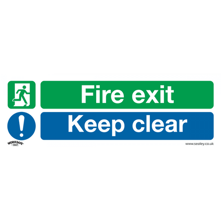 Sealey Safe Conditions Safety Sign - Fire Exit Keep Clear (Large) - Rigid Plastic Model No- SS32P1