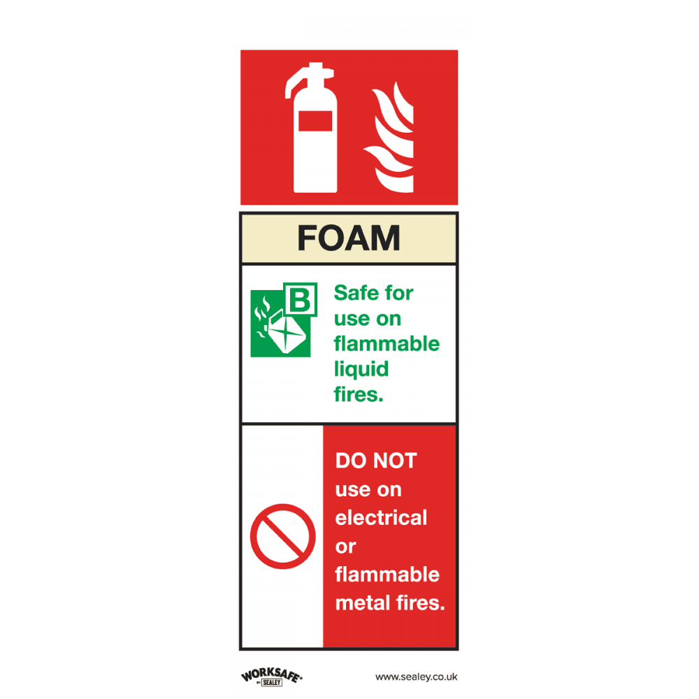 Sealey Safe Conditions Safety Sign - Foam Fire Extinguisher - Rigid Plastic Model No- SS30P1