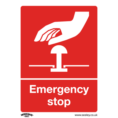 Sealey Safe Conditions Safety Sign - Emergency Stop - Self-Adhesive Vinyl Model No- SS35V1