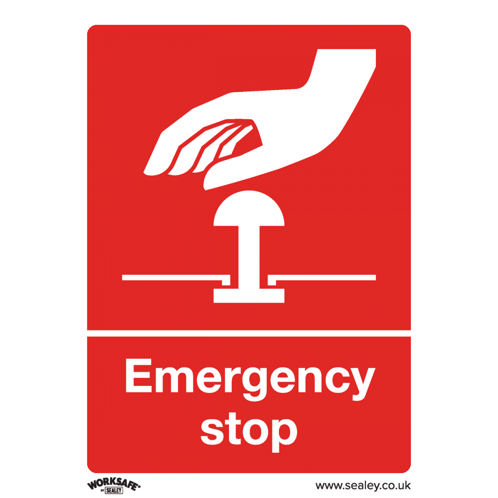 Sealey Safe Conditions Safety Sign - Emergency Stop - Rigid Plastic Model No- SS35P1