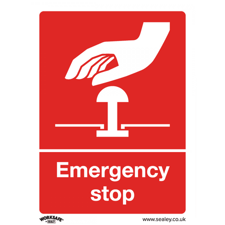 Sealey Safe Conditions Safety Sign - Emergency Stop - Rigid Plastic Model No- SS35P1