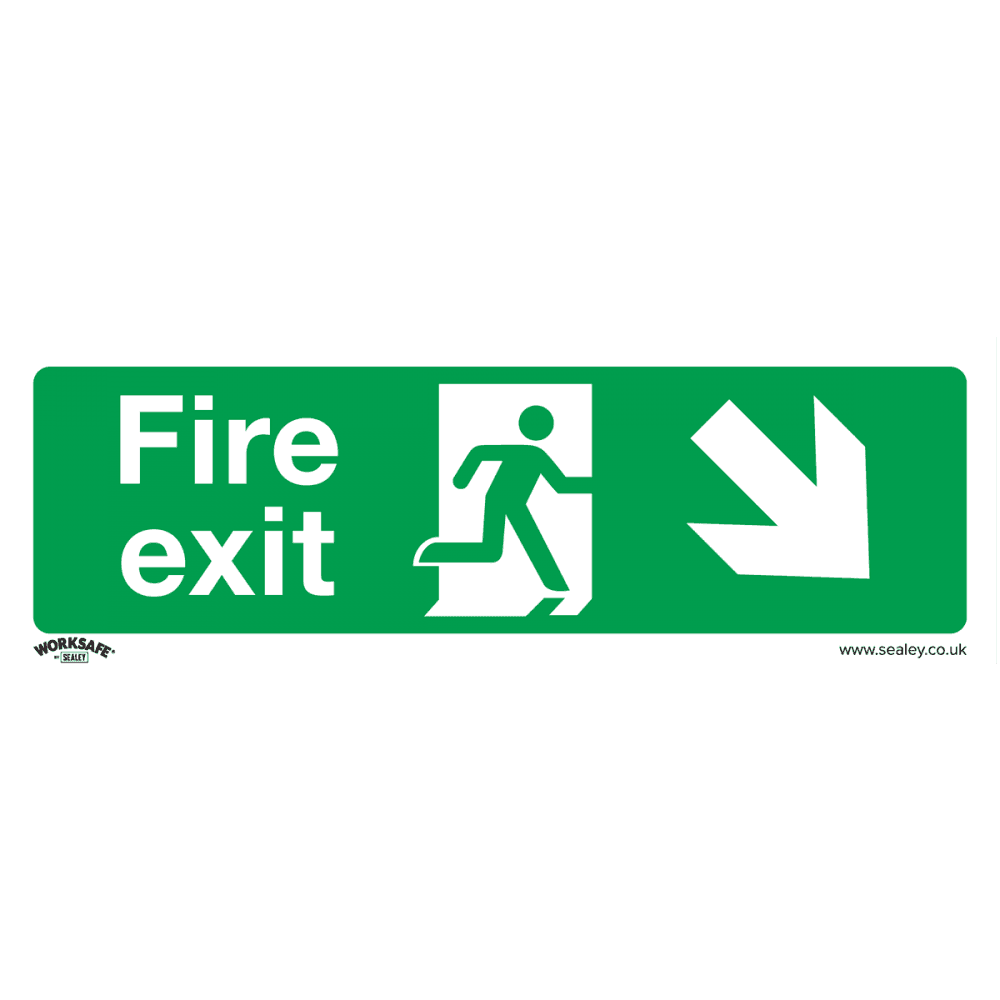 Sealey Safe Conditions Safety Sign - Fire Exit (Down Right) - Self-Adhesive Vinyl Model No- SS36V1