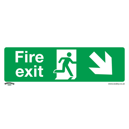 Sealey Safe Conditions Safety Sign - Fire Exit (Down Right) - Self-Adhesive Vinyl Model No- SS36V1