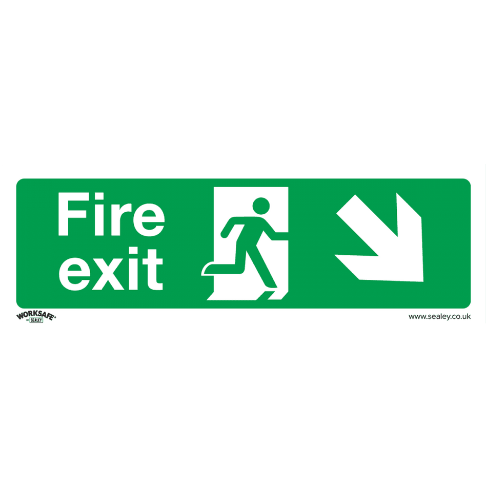 Sealey Safe Conditions Safety Sign - Fire Exit (Down Right) - Self-Adhesive Vinyl Model No- SS36V1
